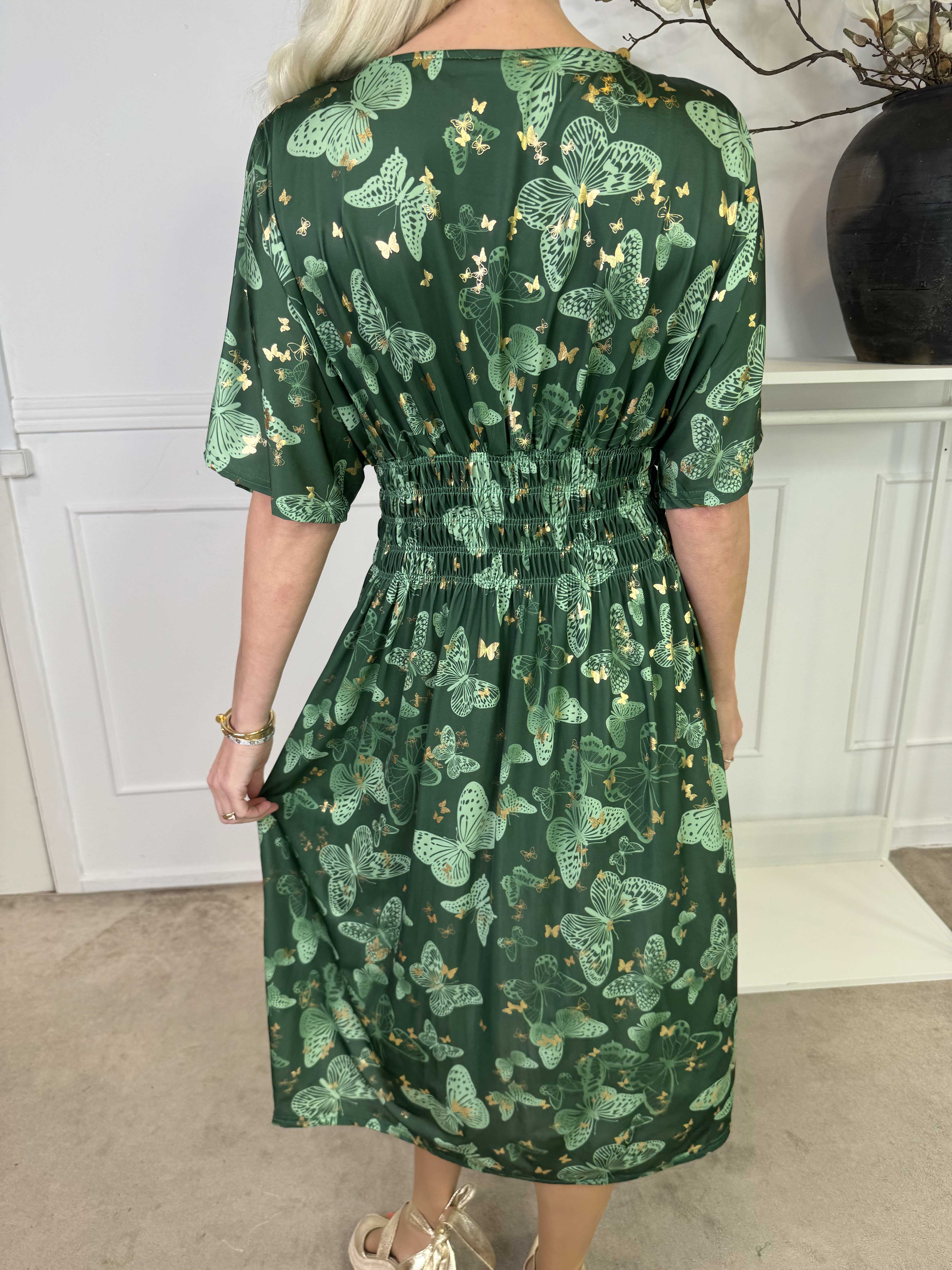 Pams Butterfly Midi S/S - Elastisk kjole med sommerfugleprint